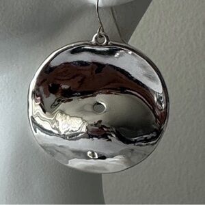 E&L Israel Sterling Silver Disc Round Wavy Earrings